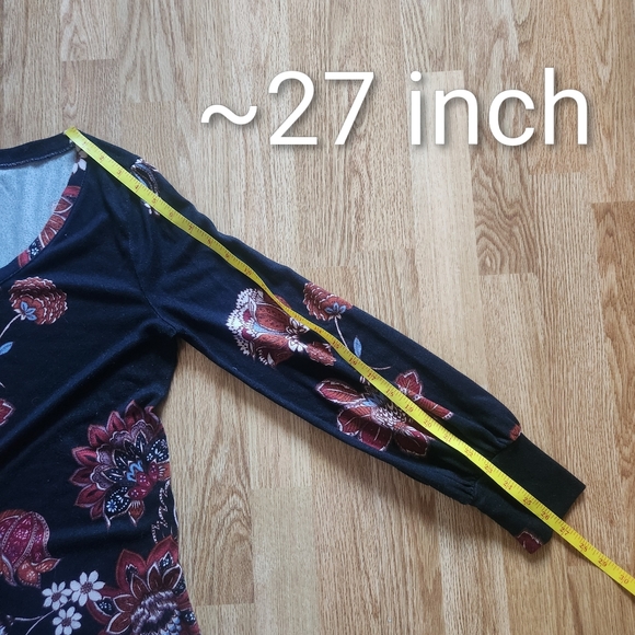 Maurices Black Floral Long Sleeve Top - Picture 8 of 8